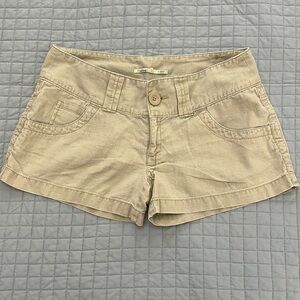 Beige Linen Shorts